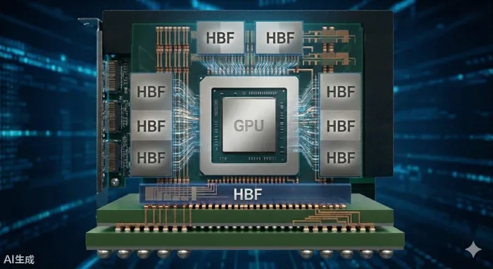 Circuit integrat cu memorie flash HBF pentru soluții AI avansate.