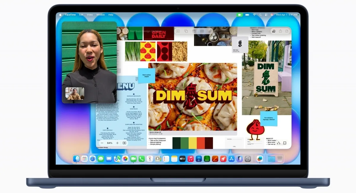 Interfața MacBook Neo cu aplicații creative deschise pe ecran.