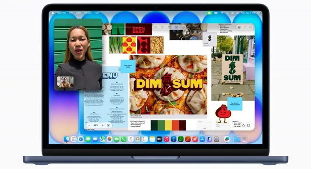 Interfața MacBook Neo cu aplicații creative deschise pe ecran.