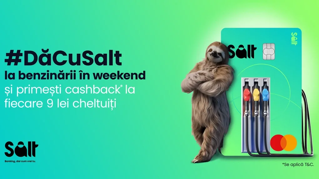 Promoție cashback la benzinării pentru clienții Salt Bank în martie 2026.