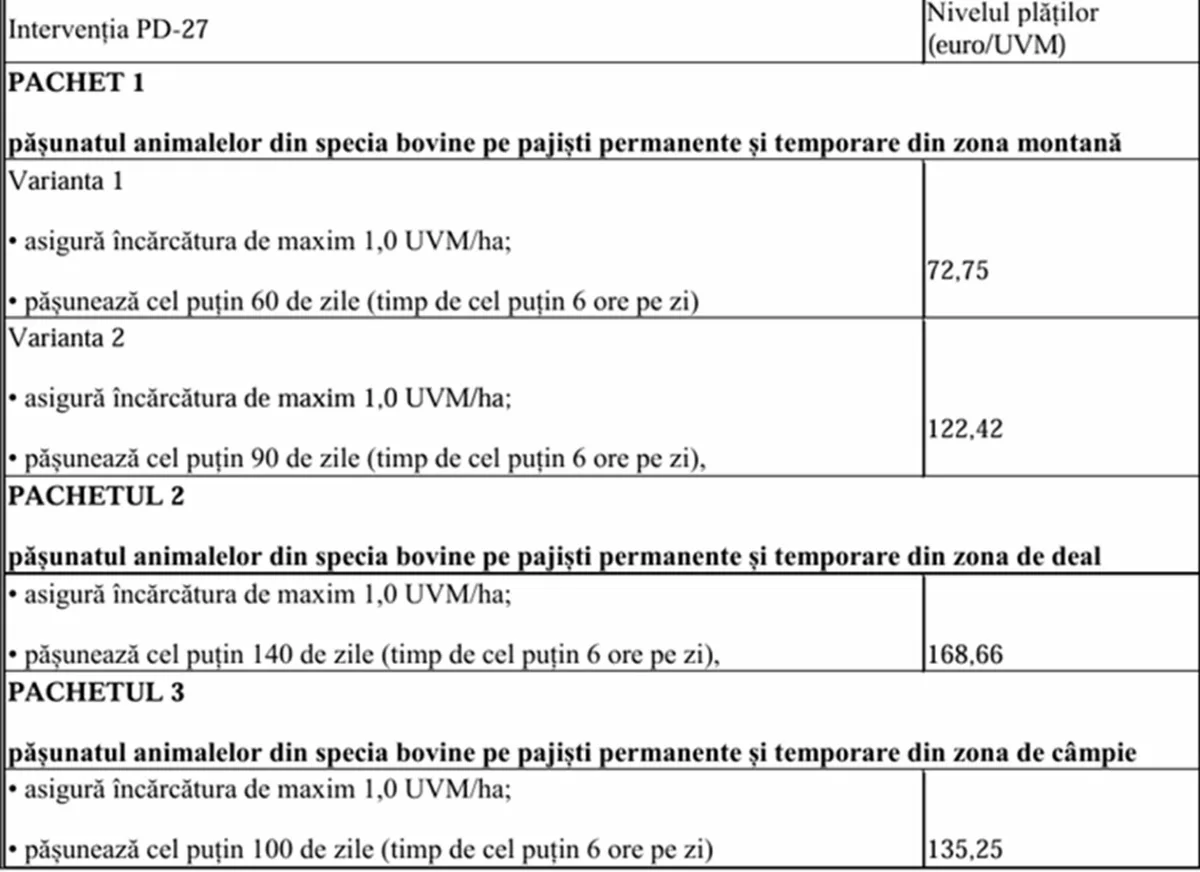 Detalii despre subvenția APIA pentru pășunat extensiv la bovine.