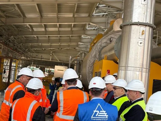 Reprezentanți ai Transelectrica discutând despre centrala de la Mintia.