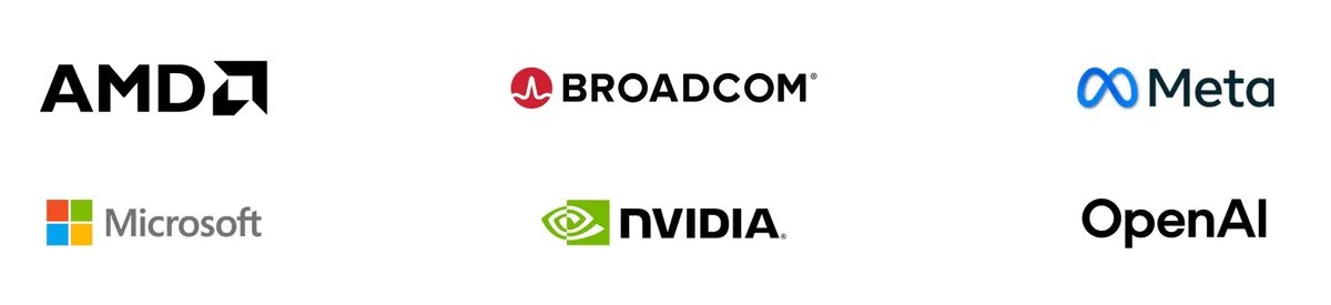 Logo-urile companiilor din consorțiu pentru standarde optice AI