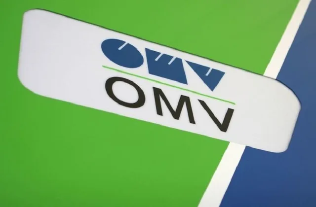 Logo-ul OMV pe un fundal colorat, simbolizând schimbarea în conducere.