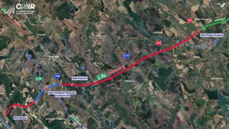 Traseul autostrăzii A8 între Târgu Neamț și Târgu Frumos, cu detalii despre lucrări.