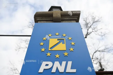 Logo-ul PNL pe un fundal albastru, simbolizând politica românească.