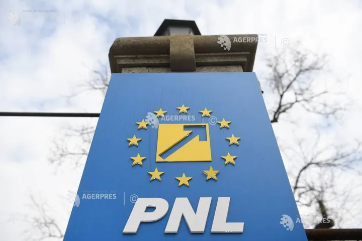 Logo-ul PNL pe un fundal albastru, simbolizând politica românească.