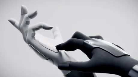 Mână robotică avansată cu design bionic, capabilă de manipulare precisă.