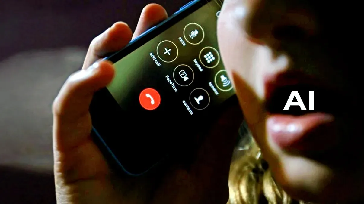 Un copil vorbește la telefon, evidențiind riscurile tehnologiilor moderne.