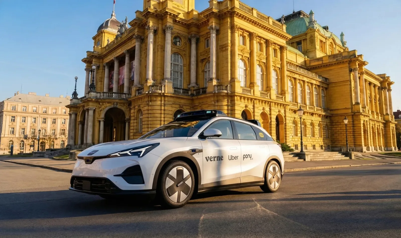 Robotaxi autonom pe străzile din Zagreb, pregătit pentru lansare.