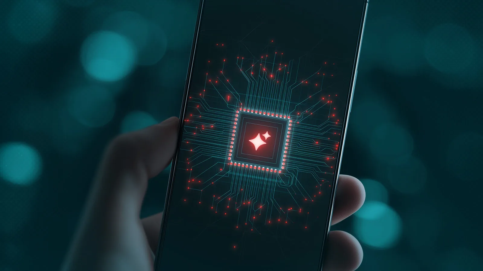 Un smartphone cu un cip electronic pe ecran, simbolizând aplicații de securitate.