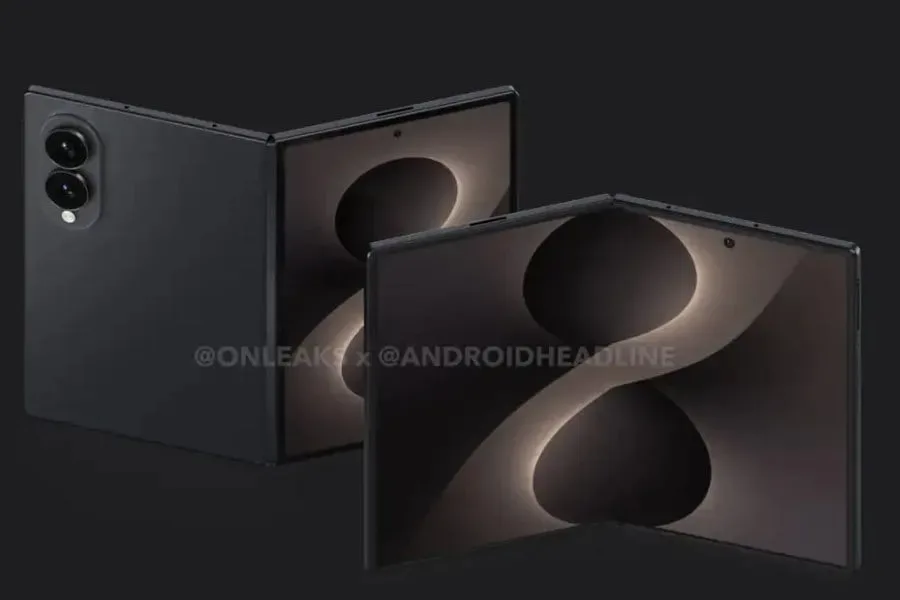 Două telefoane pliabile Samsung cu design modern și elegant.