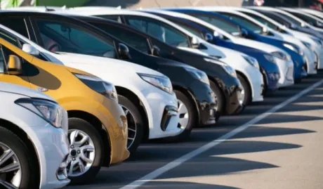 O serie de automobile parcate, evidențiind diversitatea modelelor disponibile.