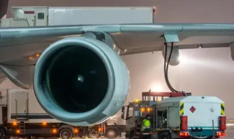 Avion alimentat cu kerosen pe un aeroport din Australia.