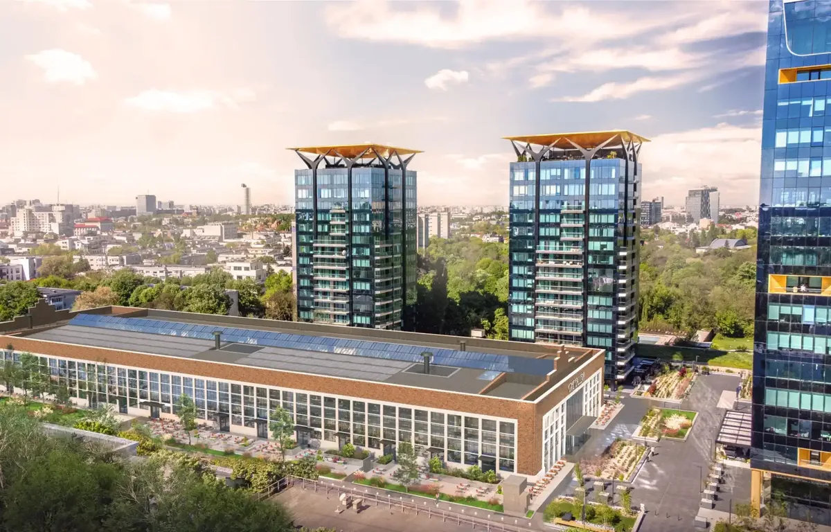 Vedere panoramică a complexului One Gallery și clădirile înconjurătoare.