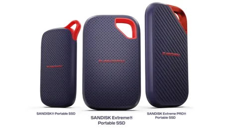 Noua gamă de SSD-uri portabile Sandisk, cu viteze rapide și design modern.