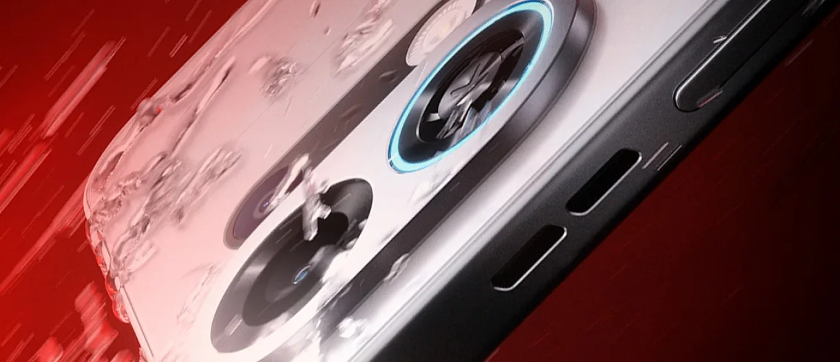 Detaliu al telefonului OnePlus Ace6 Ultra cu design modern și camere avansate.