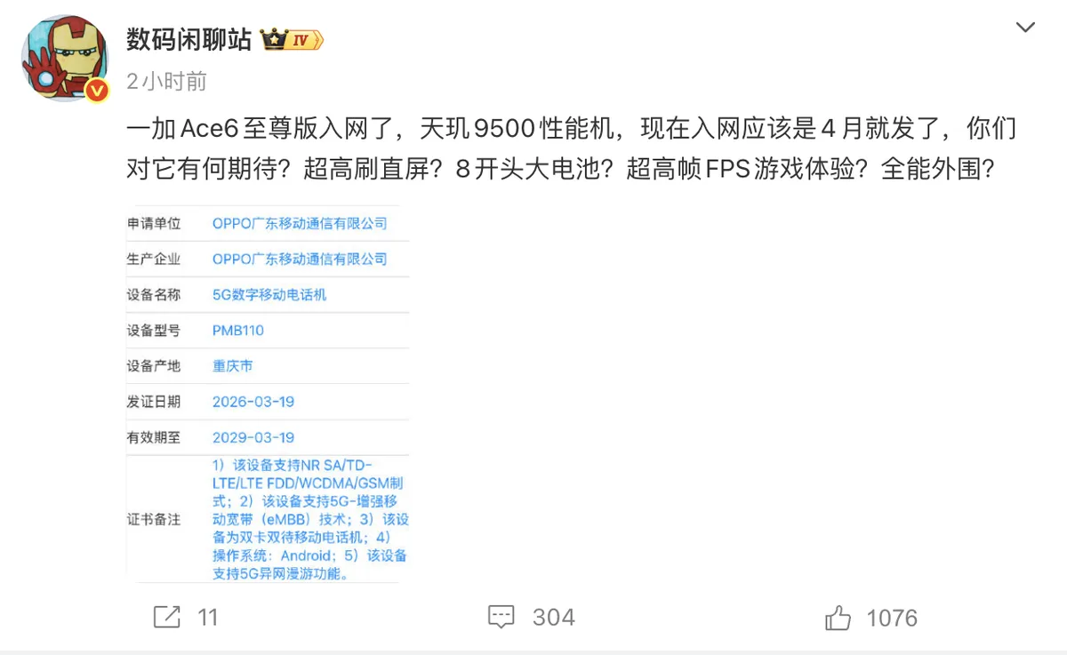 Informații despre OnePlus Ace6 Ultra și specificațiile sale tehnice.