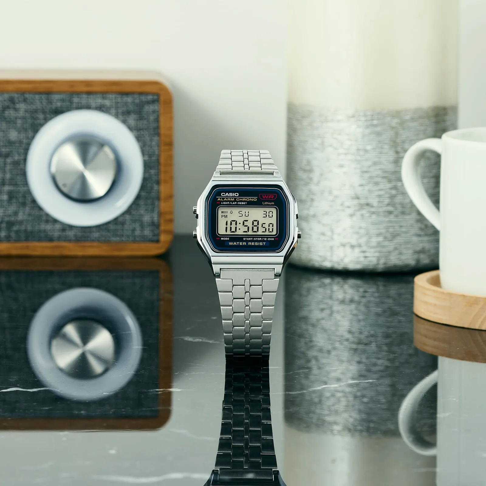 Ceas digital Casio Vintage A159WE-1 cu design clasic și autonomie de 7 ani.