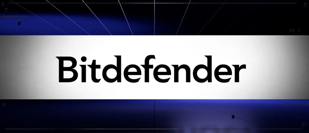 Logo-ul Bitdefender pe un fundal modern și tehnologic