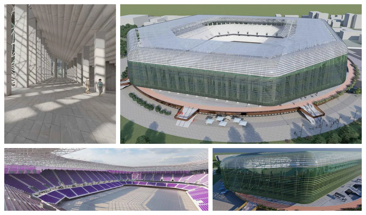 Viziune arhitecturală a noului stadion din Timișoara.