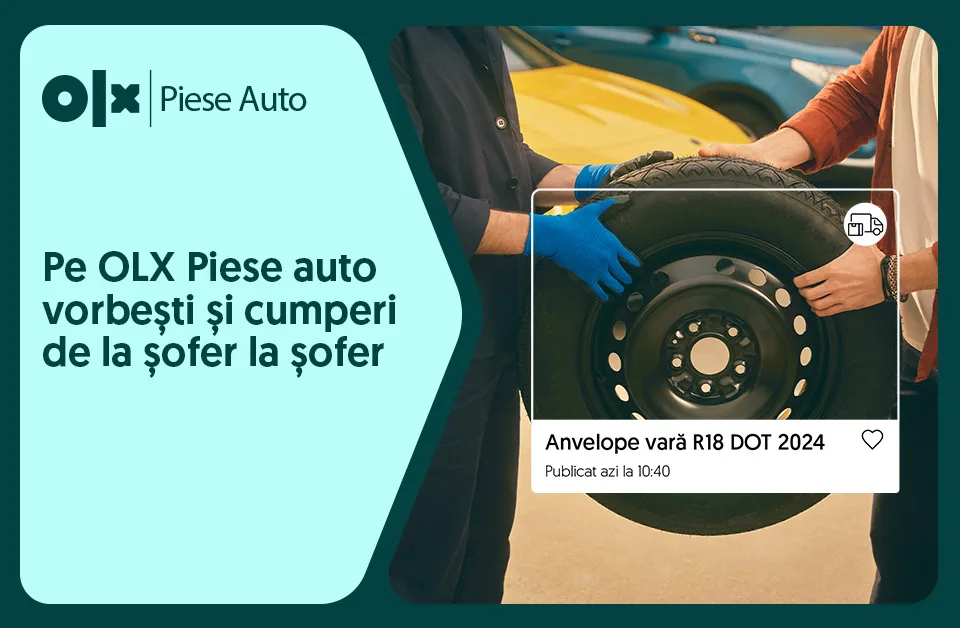Utilizatori OLX discutând despre anvelope și piese auto second-hand.