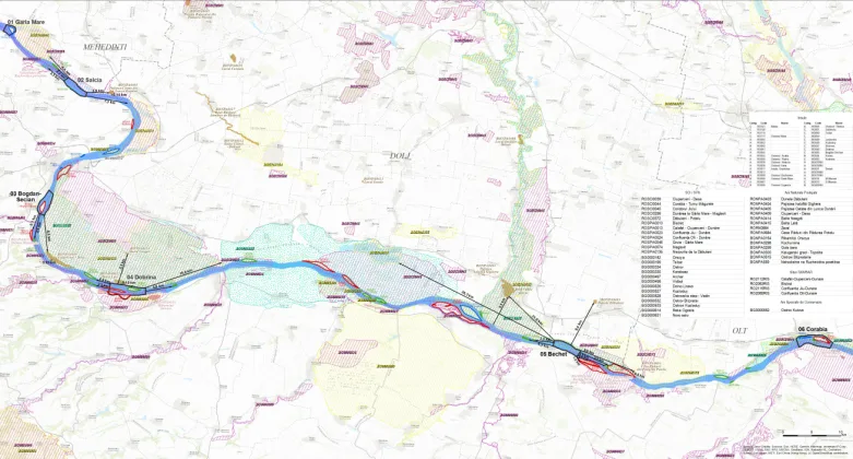Harta sectorului româno-bulgar al Dunării pentru proiectul Fast Danube 2