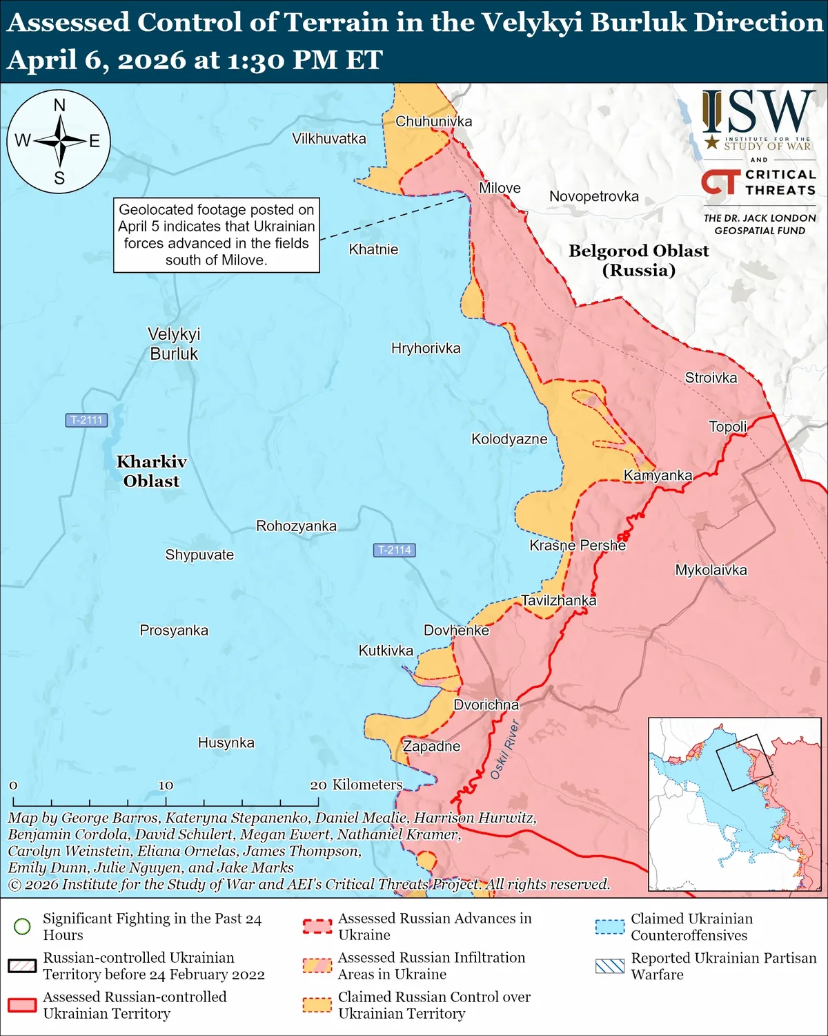 Harta controlului teritoriului în direcția Velykyi Burluk