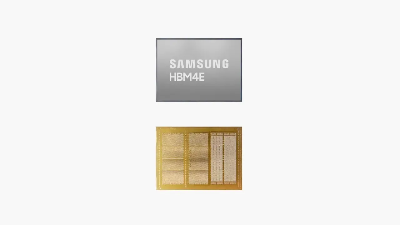 Mostre de memorie HBM4E de la Samsung pentru teste în centre de date.