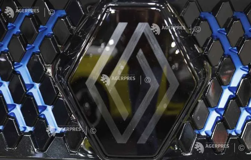 Sigla Renault pe un fundal modern, simbolizând inovația și angajamentul față de angajați.