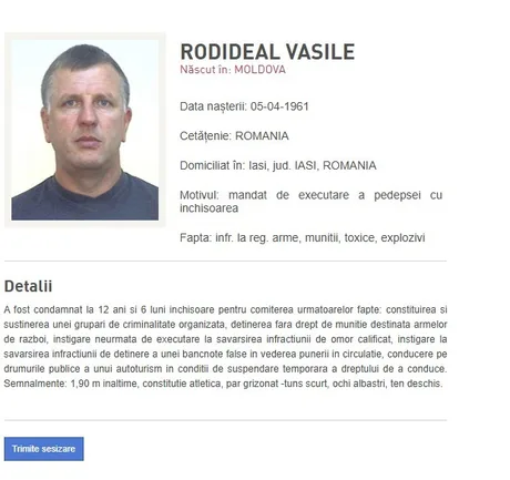 Vasile Rodideal, adus în România pentru a-și ispăși pedeapsa de 12 ani și 6 luni.