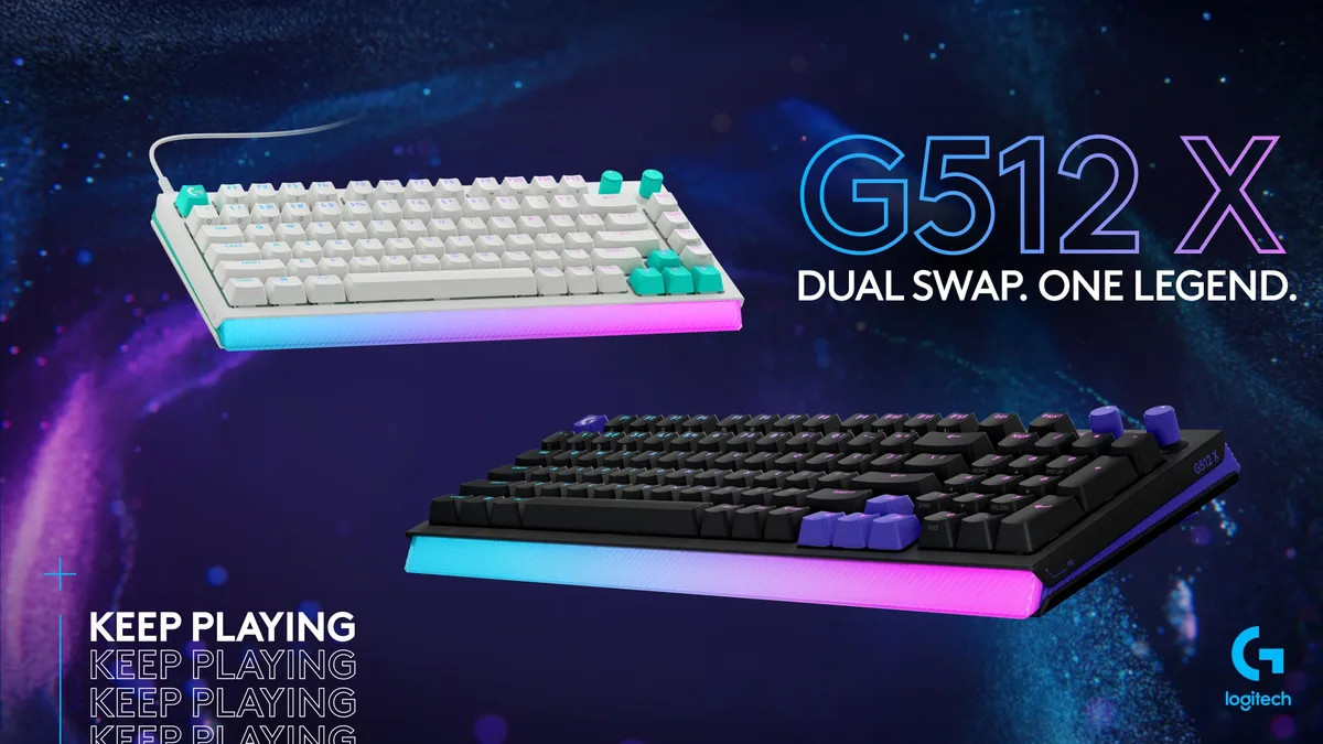 Tastatura G512 X prezentată cu iluminare RGB dinamică.