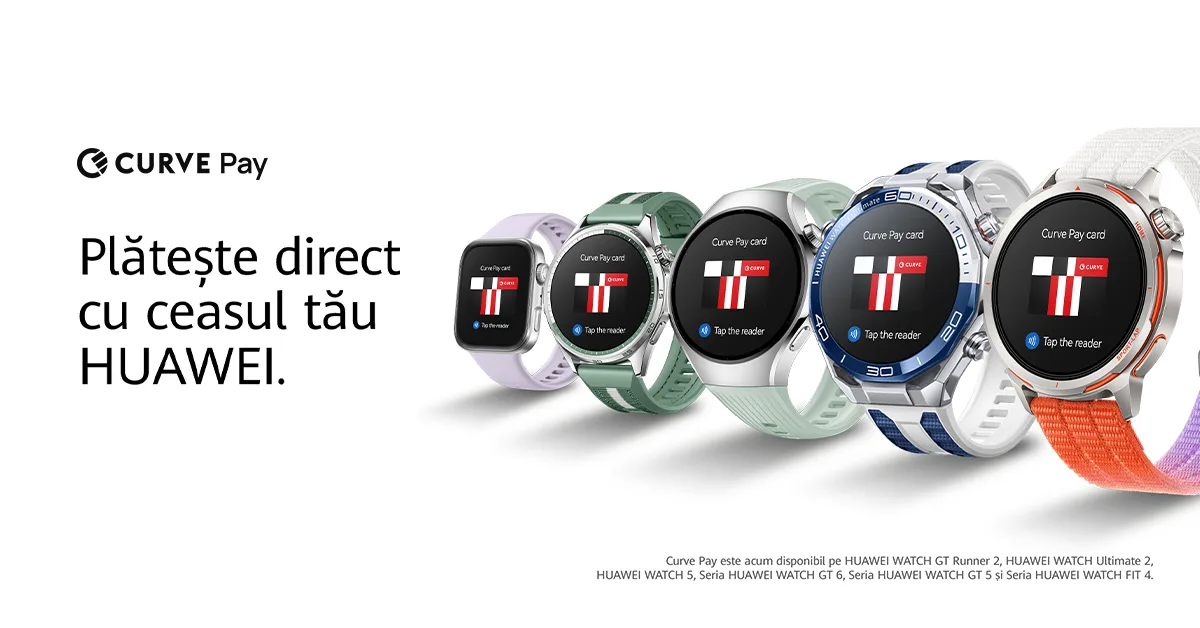 Plăți contactless direct de pe ceasurile Huawei, fără telefon.
