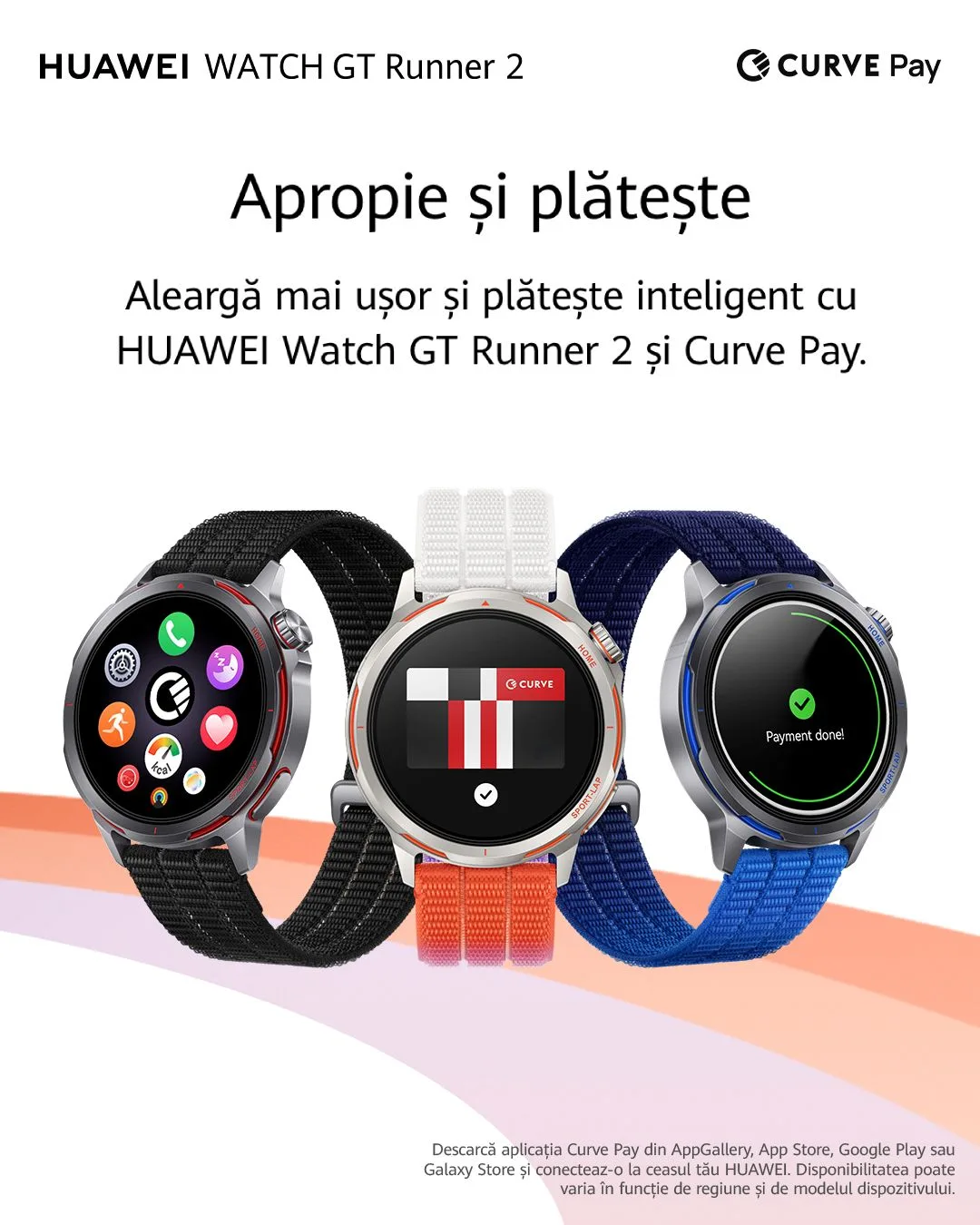 Ceas Huawei GT Runner 2 cu funcții de plată contactless.