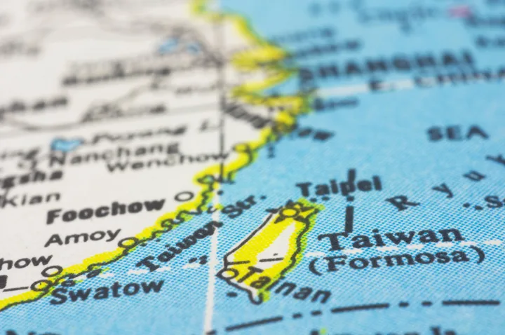 Harta detaliată a regiunii Taiwan și a împrejurimilor sale maritime.