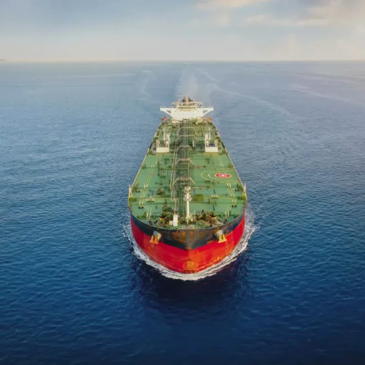 Petrolier navigând pe mare, transportând țiței rusesc către Cuba.