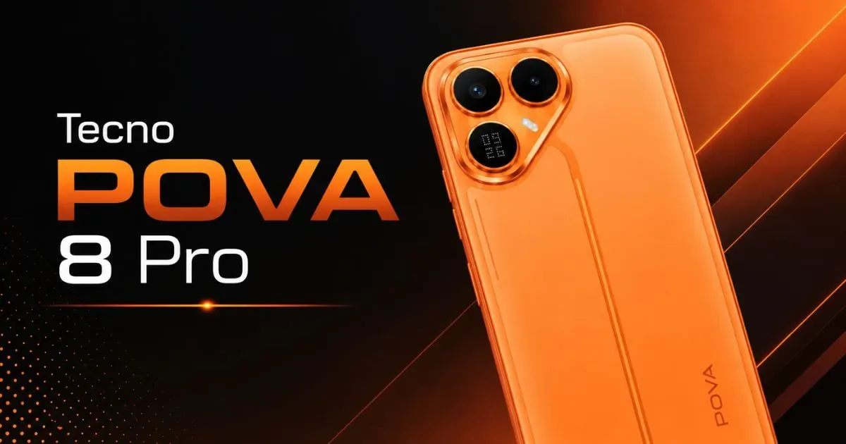 Tecno Pova 8 Pro cu design modern și specificații impresionante pentru utilizatori.