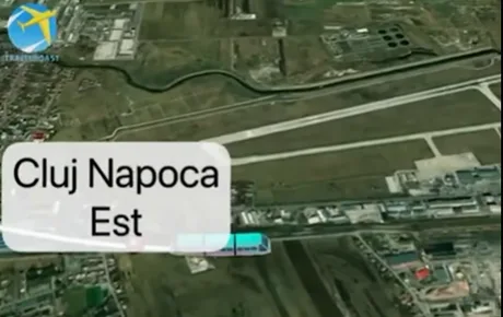 Harta zonei Cluj-Napoca Est, evidențiind traseul trenului metropolitan.