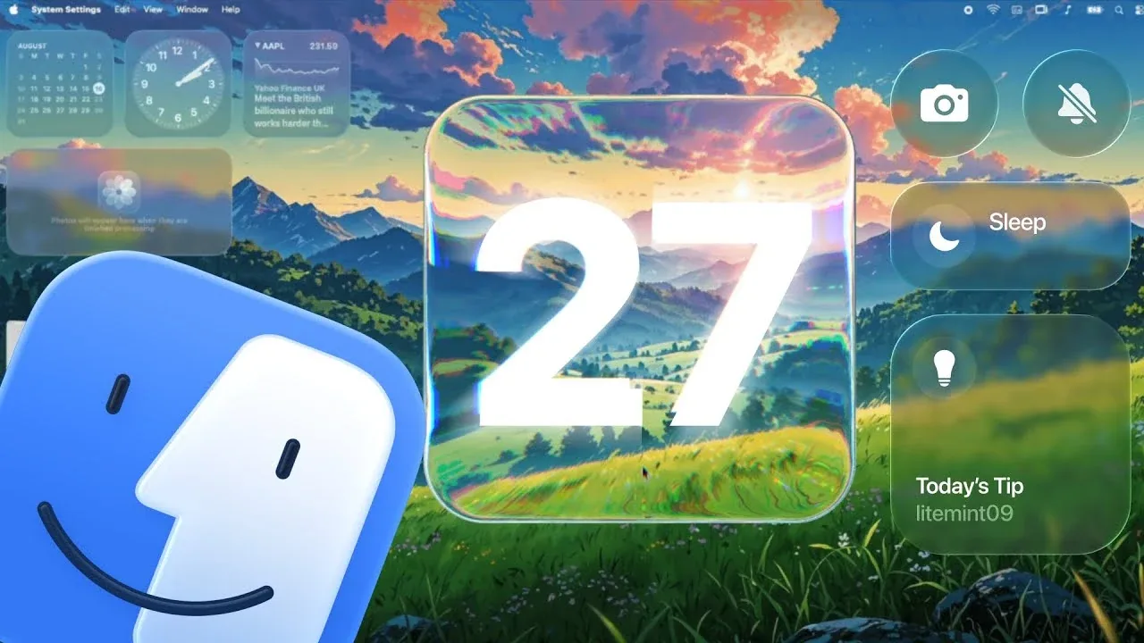 Interfața macOS 27 cu design modern și ajustări pentru lizibilitate îmbunătățită.