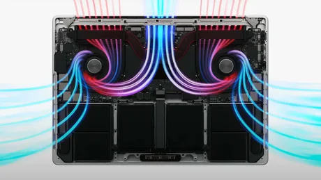 Schemă de răcire cu flux de aer pentru MacBook Pro M6.
