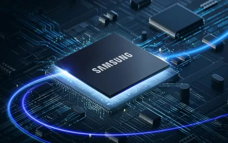 Chip de semiconductor Samsung pe un circuit electronic complex