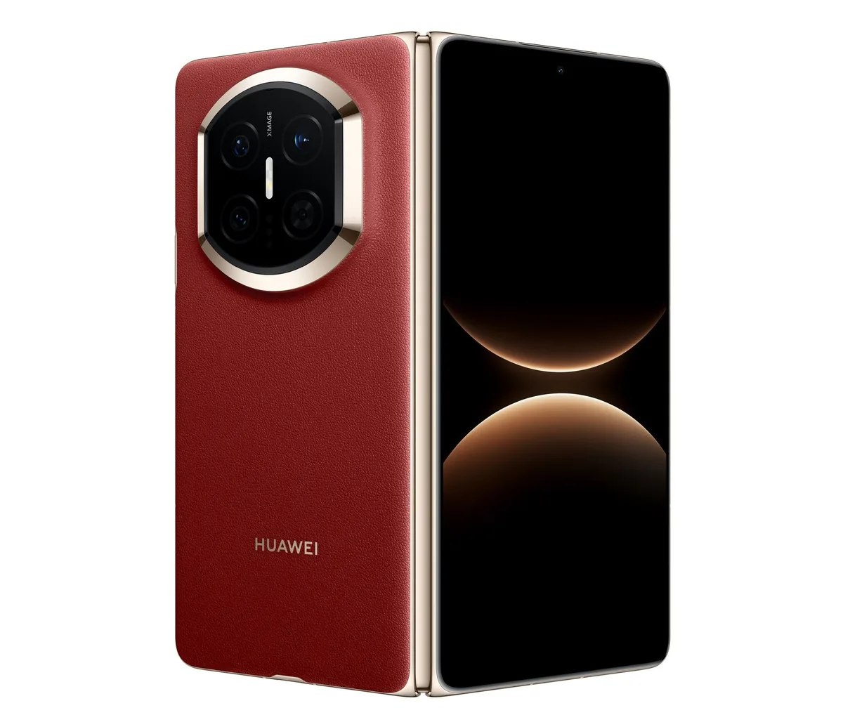 HUAWEI Mate X7 cu design elegant din piele vegană.