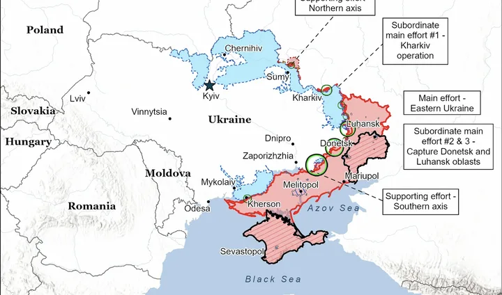 Harta care ilustrează evoluțiile militare și schimburile de prizonieri în conflictul din Ucraina.