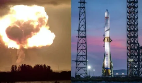 Explozie a rachetei New Glenn la Cape Canaveral în timpul unui test.