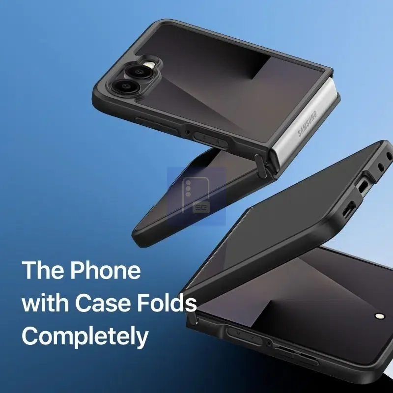 Design elegant al husei pentru Galaxy Z Flip 8, cu funcționalitate îmbunătățită.