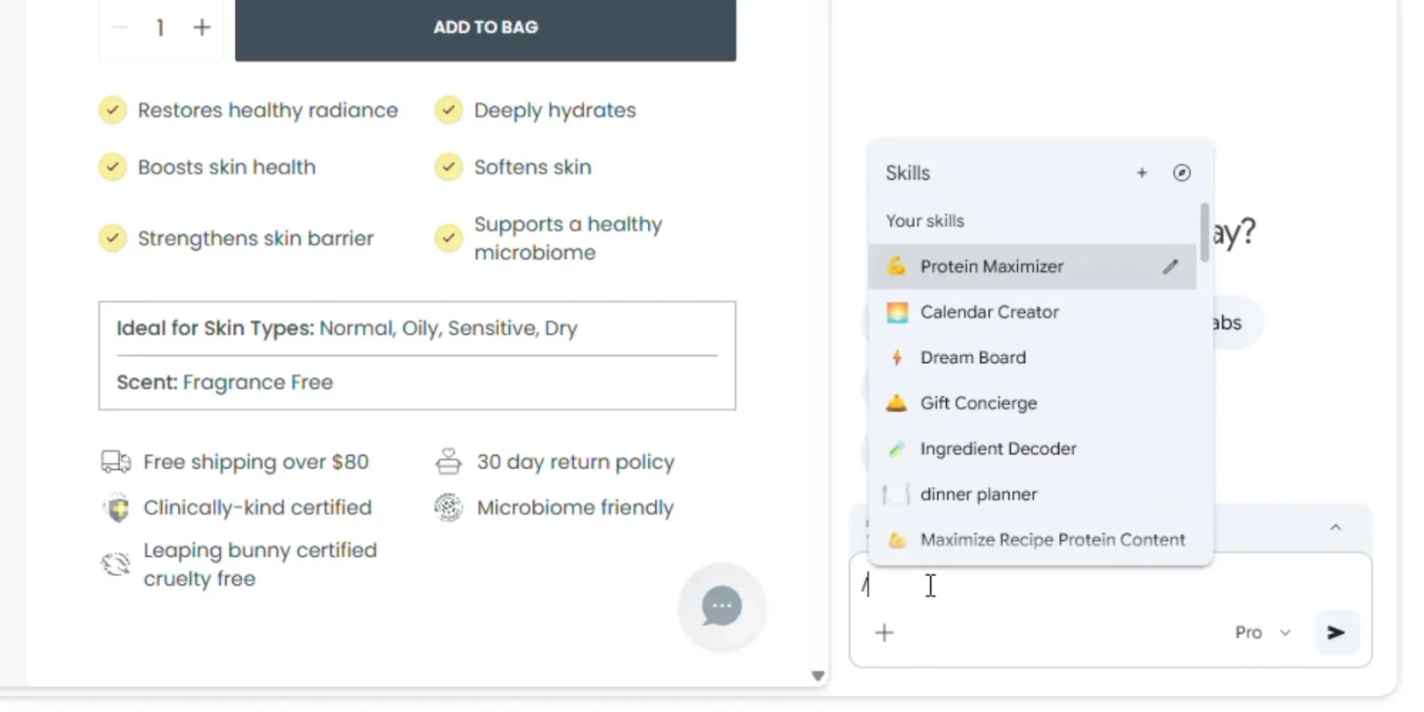 Funcția Skills din Chrome permite rularea rapidă a fluxurilor de lucru personalizate.