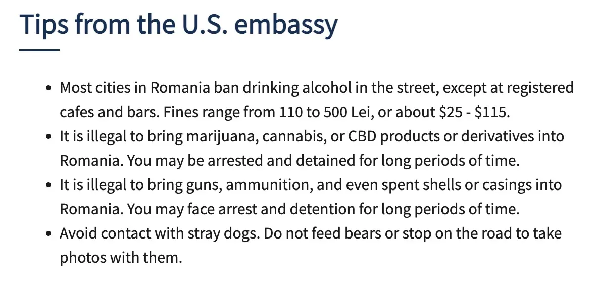 Sfaturi utile pentru turiștii care vizitează România.