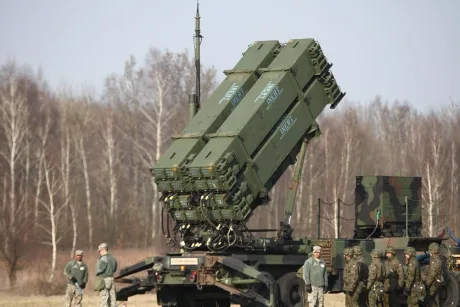 Sistem de apărare antiaeriană Patriot pregătit pentru utilizare în Ucraina.