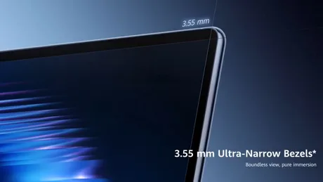 Detaliu al marginii înguste a tabletei MatePad Pro Max.