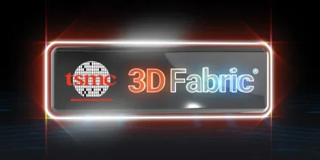 Logo TSMC evidențiind tehnologia avansată de ambalare 3D Fabric